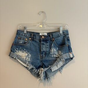 One x One Teaspoon Denim Distressed Shorts